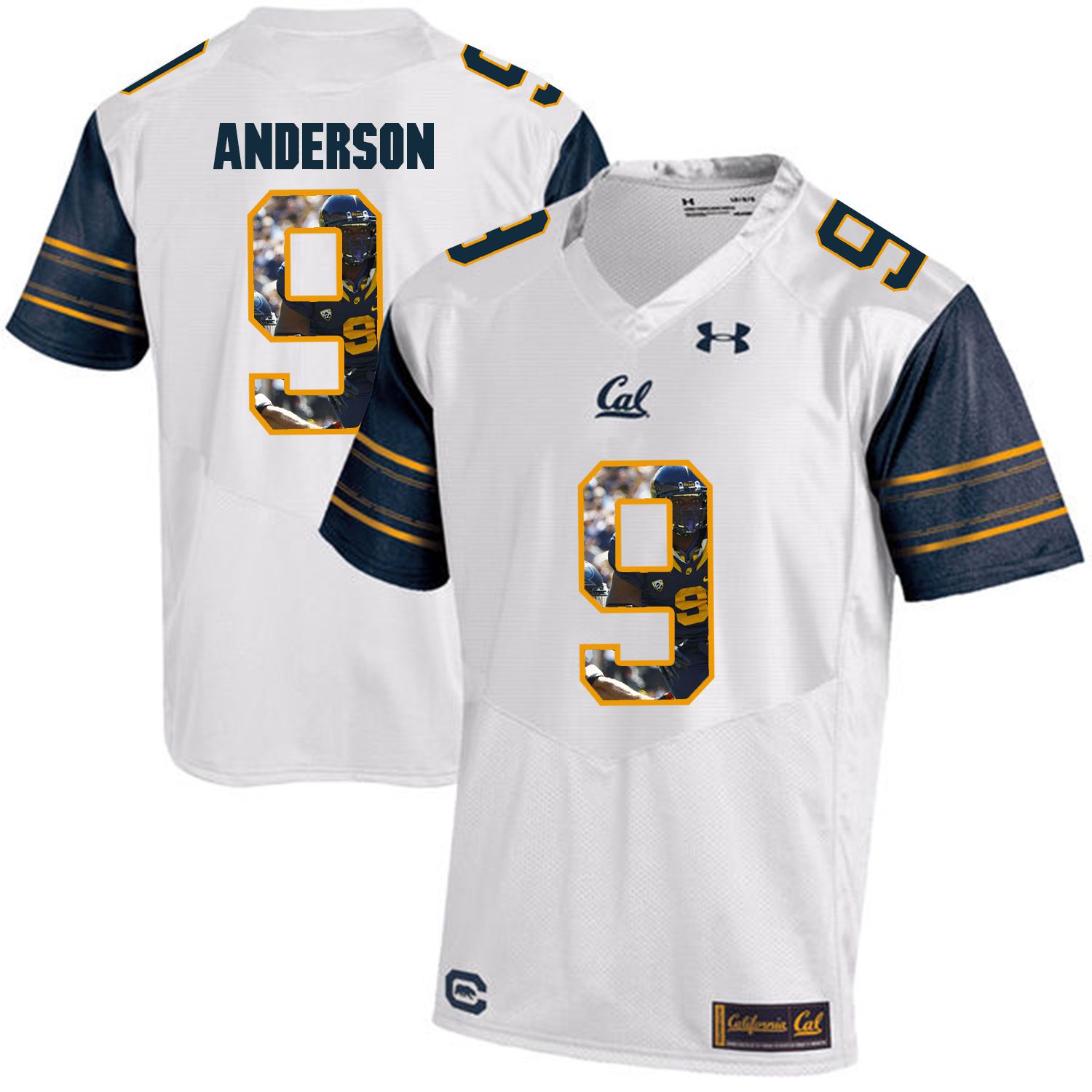 Men California Golden Bears 9 C.J. Anderson White Customized NCAA Jerseys